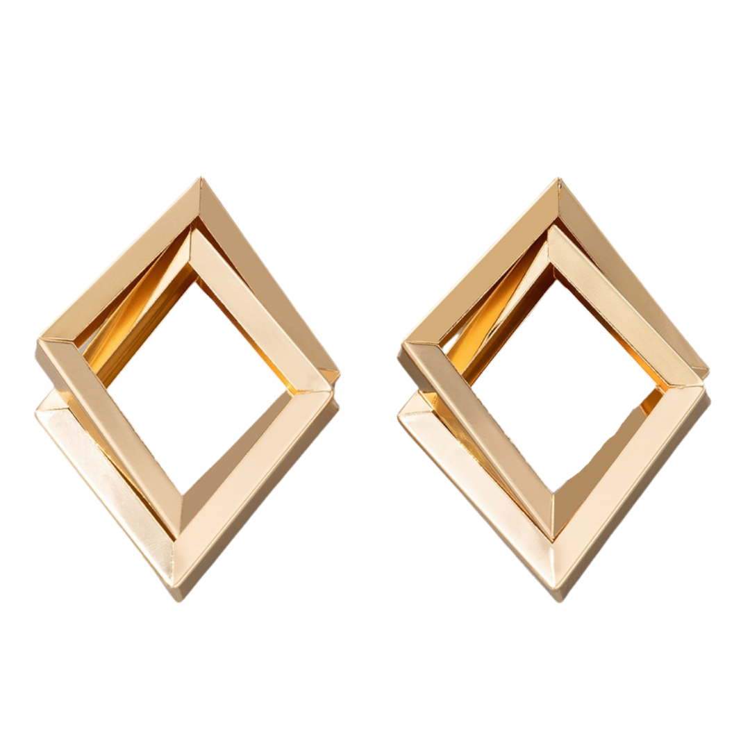 Double Geo|Metric| Gold Earrings